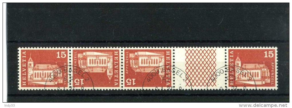 - SUISSE . BANDE DE 4 TIMBRES TÊTE-BÊCHE . OBLITERES 1973 . - Tête-bêche