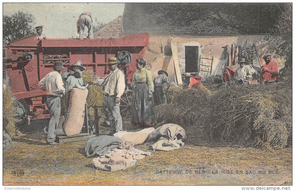 Thème Agriculture    Battage  Du Blé.    La Mise En Sac - Boerderijen