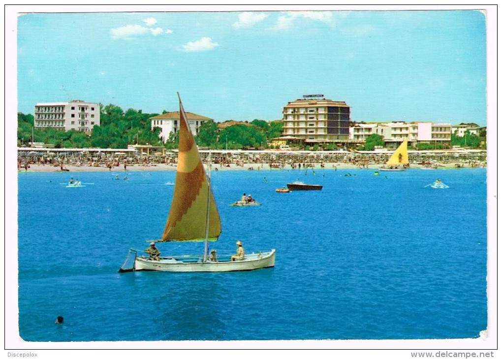 H3027 Riccione (Rimini) - Panorama Della Spiaggia Dal Mare - Barche Boats Bateaux / Viaggiata 1962 - Autres & Non Classés