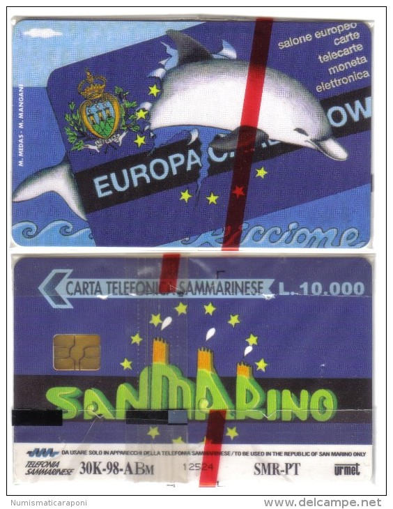 SAN MARINO(chip) - Dolphin Delfino Europa Card Show Riccione 1998 10000 Lire Nuove Cod.schede.03 - San Marino