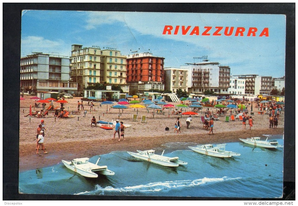 D3614 RIVAZZURRA DI RIMINI - ALBERHI HOTEL E SPIAGGIA ( Beach, Plage ) Ed. PAVICART  - USED 1969 - Rimini