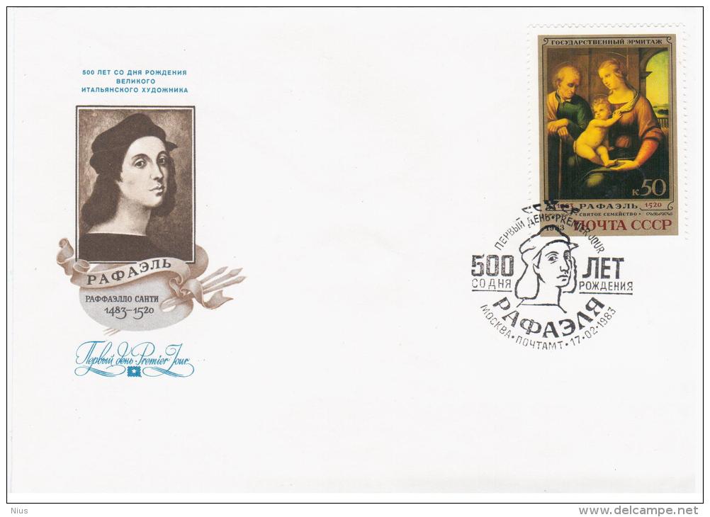 Russia USSR 1983 FDC Raphael Painter, St. Petersburg Hermitage Museum, Painting Italy Italia - FDC