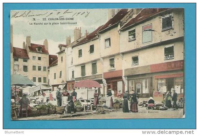 CPA 22 - Marchands Ambulants Le Marché Sur La Place Saint-Vincent CHÂLON SUR SAÔNE 71 - Chalon Sur Saone