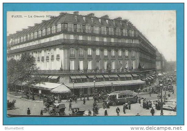CPA Autobus Station De Métro Grand Hôtel Café De La Paix PARIS - Pubs, Hotels, Restaurants