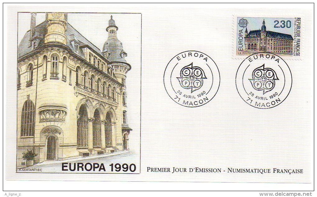 REF X6 FDC First Day Cover Premier Jour Europa 1990 - 1980-1989