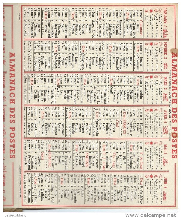 Calendrier/Postes Télégraphes Téléphones/Almanach/Chasse/Oberthur/1958    CAL225 - Groot Formaat: 1941-60