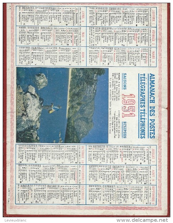 Calendrier/Postes Télégraphes  Téléphones /Almanach/La Prise Sera-t-elle Belle?//1951  CAL227 - Grossformat : 1941-60