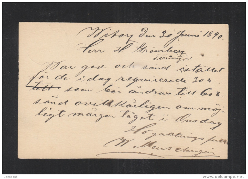 Finland Stationery 1890 Wiborg - Postal Stationery