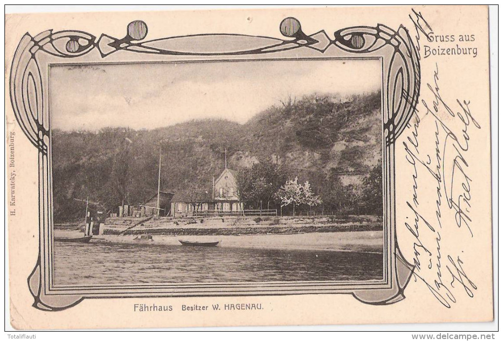 Gruss Aus BOIZENBURG An Der Elbe Fährhaus Besitzer W Hagenau Jugendstil 31.12.1903 Gelaufen - Boizenburg