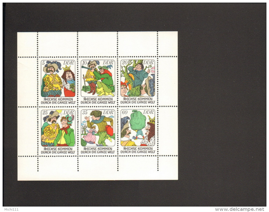 DDR Märchen 1977 ** Kleinbogen Mi.Nr.2281-2286 Mit Nicht Durchgezähntem Unterrand MNH - Ongebruikt