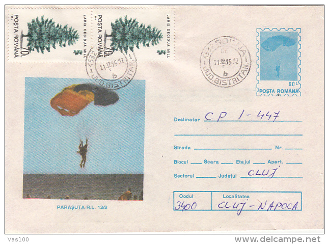 25885- PARACHUTTING, R.L. 12/2 PARACHUTTE, COVER STATIONERY, 1995, ROMANIA - Parachutting