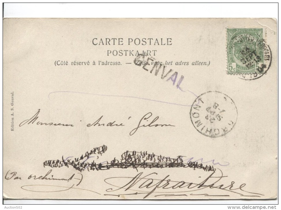 TP 56 S/CP De Genval-Les-Eaux C.Quartier Léopold En 1904 + Griffe Genval V.Nafraiture C.d'arrivée Orchimont PR2282 - Linear Postmarks