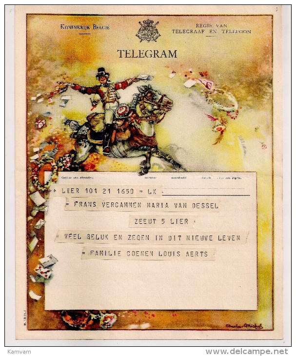 BELGIE BELGIQUE TELEGRAM 1955 LIER Model B.13 (V.) - Télégrammes