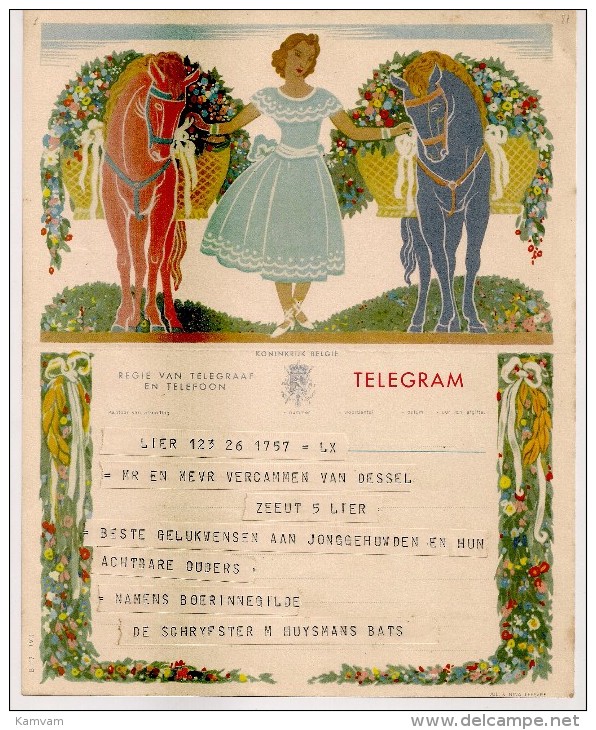 BELGIE BELGIQUE TELEGRAM 1955 LIER Model B.17 (V.) - Télégrammes