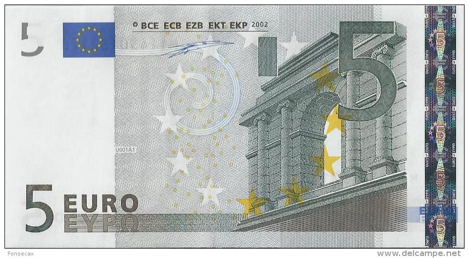 VF NOTA DE 5 EUROS DE PORTUGAL U 001 --A1 UNC - 5 Euro