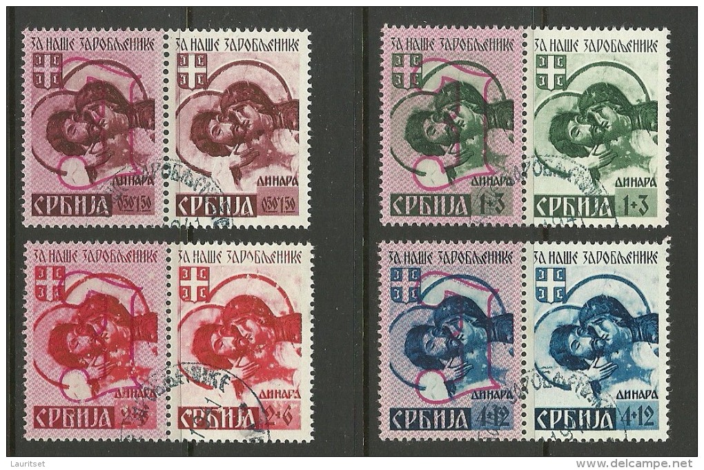 Deutsches Okkupation 1941 Serbia Serbien Michel 54 - 57 III & 54 - 57 II In Pairs O - Besetzungen 1938-45