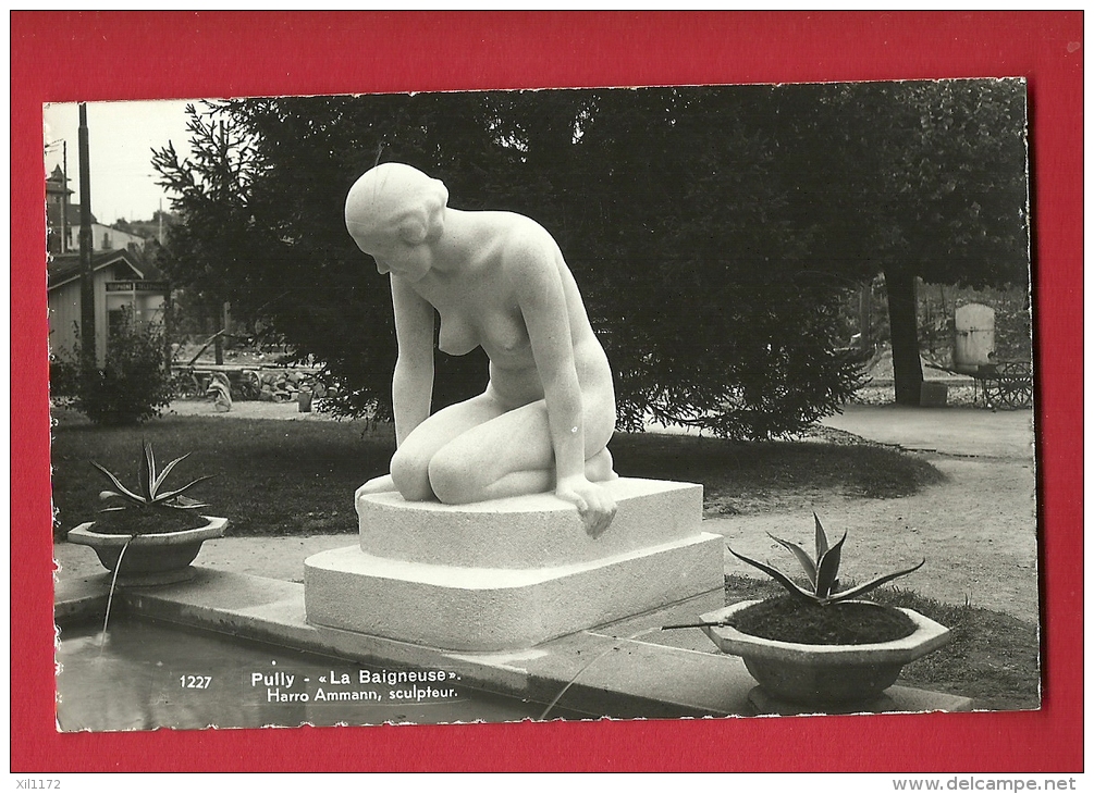 EZC-11  Pully, Statue La Baigneuse Seins Nus Herro Amman, Sculpteur, Non Circulé. Photo Kern - Pully