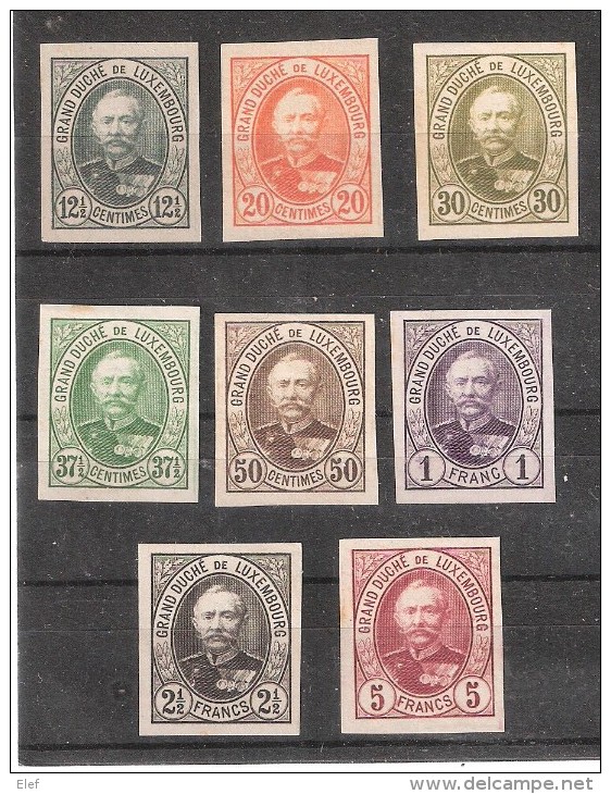 LUXEMBOURG,1891, Adolphe ,Série NON DENTELEE 60 / 68 Sauf 62 Dont 20 C  1 F & 5 F,neuve (*) TTB, GROSSE COTE RARE !!!!!! - 1891 Adolphe Front Side