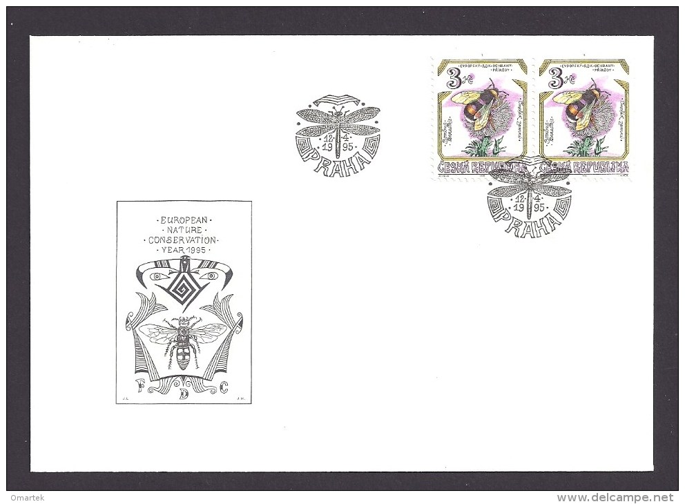 Czech Republic Tschechische Republik  1995 FDC Mi 73-75 Sc 2951-2953 Geschützte Insekten. Endangered Insects. Bumble Bee - FDC