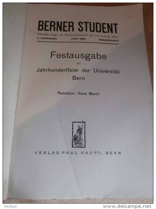 Buch Zur Jahrhundertfeier Der Universität Bern ,1834 - 1934 ,R. Morell , Burgundia , Concordia , Halleriana , 144 Seiten - Bern