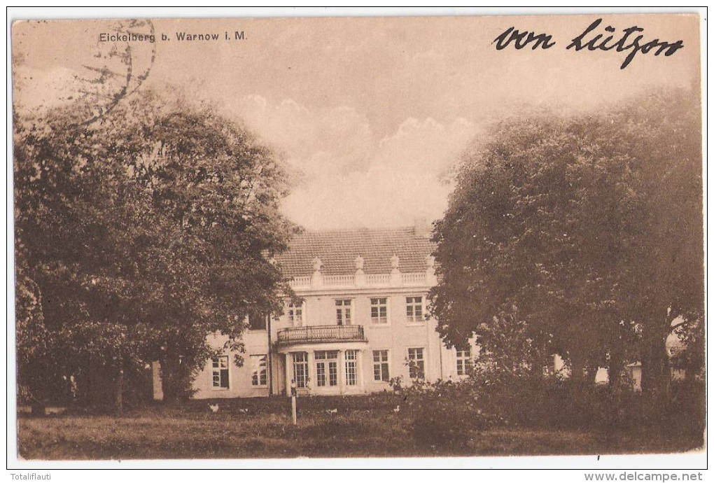 Herrenhaus EICKELBERG Warnow Sternberg Bützow Autograf Besitzer Von Lützow 8.4.1924 Gelaufen - Bützow