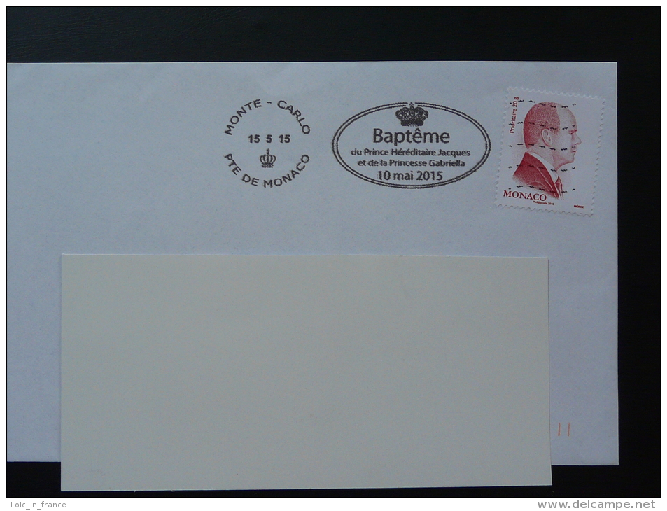 15/05/2015 Bapteme Prince Jacques Et Princesse Gabriella Flamme Monaco Sur Lettre Postmark On Cover - Poststempel