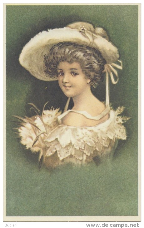 Illustration : JOLIE JEUNE FEMME au Beau Chapeau - Art Nouveau - Repro D'une Carte Ancienne. - Non Classés