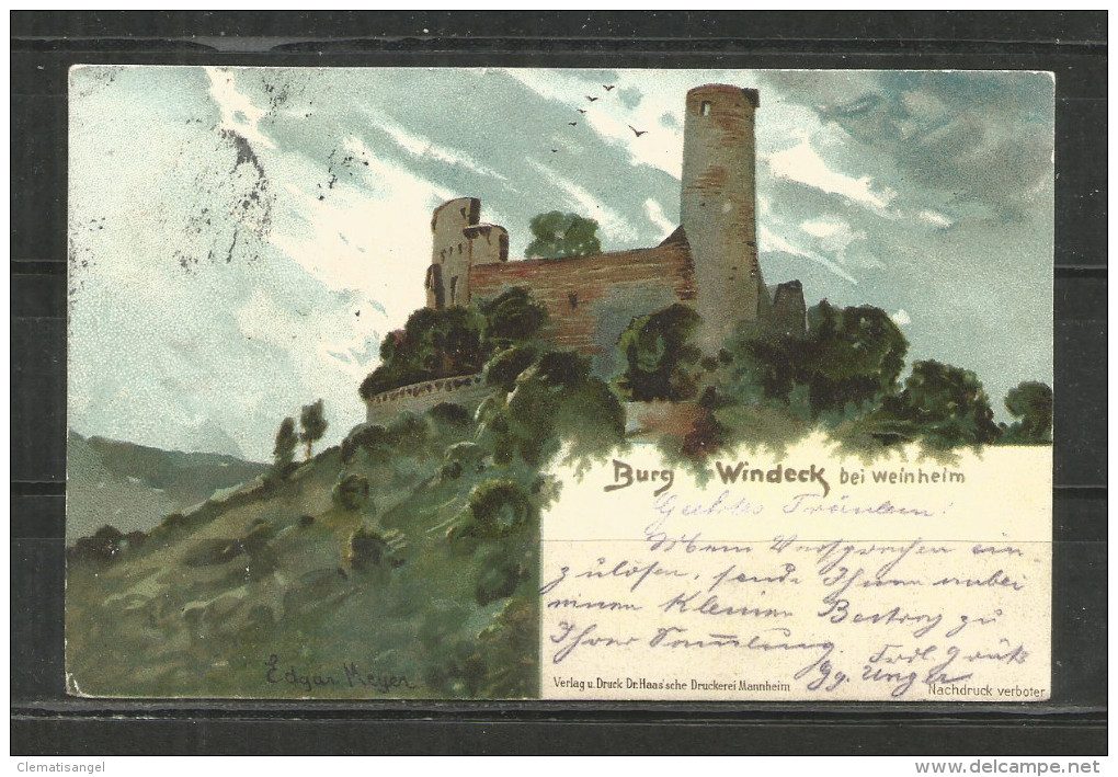 686b * BURG WINDECK * BEI WEINHEIM * KÜNSTLERKARTE * 1905 **!! - Weinheim