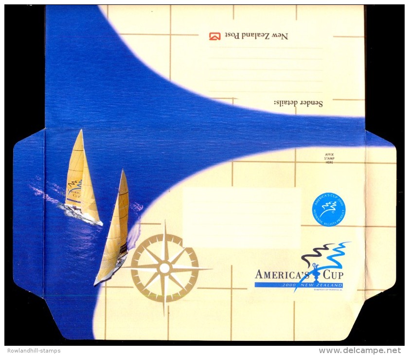 New Zealand, 2000, Aerogramme, America´s Cup - 2000, Unused, Boat, Sailing, Sports, Stationery, Ships. - Postal Stationery