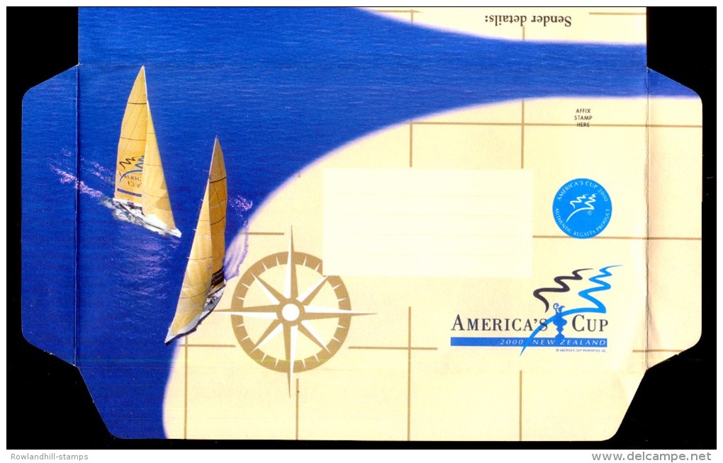 New Zealand, 2000, Aerogramme, America´s Cup - 2000, Unused, Boat, Sailing, Sports, Stationery, Ships. - Postal Stationery