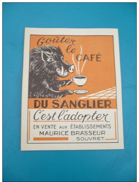 Souvret Café Du Sanglier 1950 7 Op 8 Cm Maurice Brasseur - Autres & Non Classés