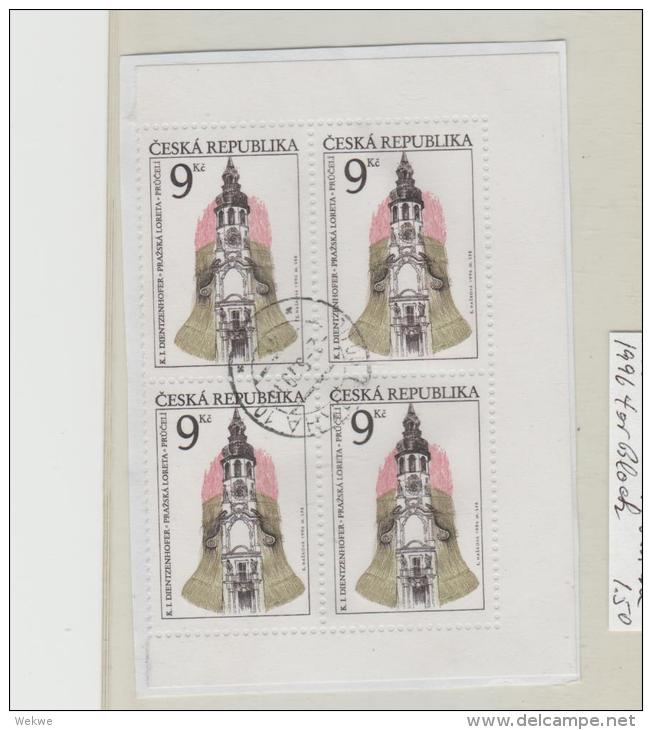 Tschechien 008/  Kirche 1996, 4-er Block  O - Used Stamps