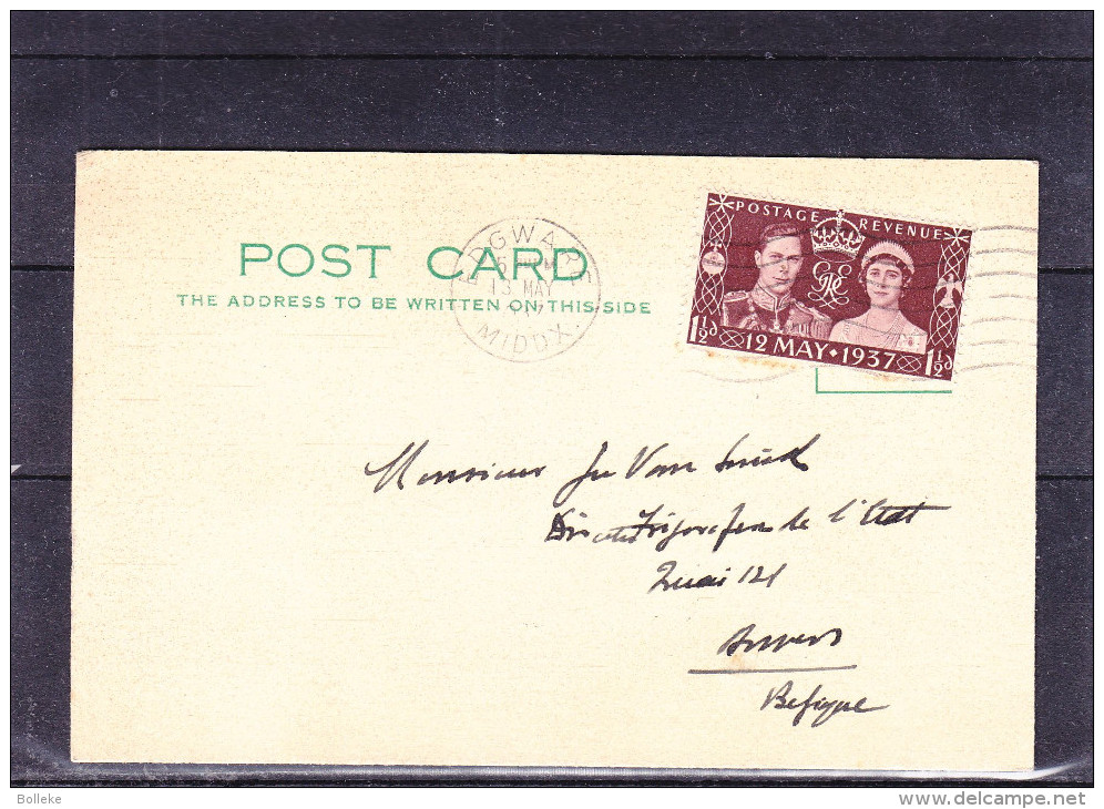 Grande Bretagne - Carte Postale De 1937 - FDC Oblitération 1er Jour - Edgware - Valeur 30 Euros - Storia Postale