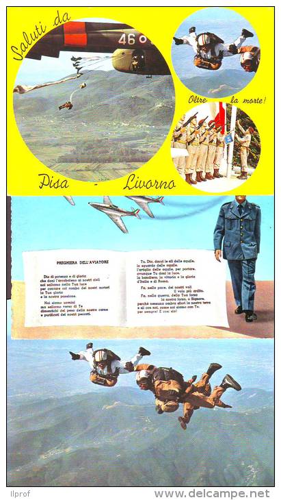 Paracadutisti E Aviatori, 3 Cartoline - Paracadutismo
