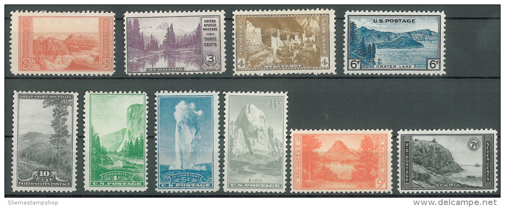 USA - 1934 National Parks - Unused Stamps
