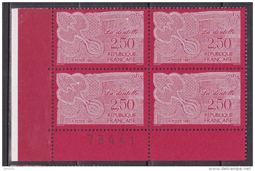 N° 2631 Métier D'Art: La Dentelle: Dentelle Réalisée à La Main: Bloc De 4 Timbres Neuf - Neufs