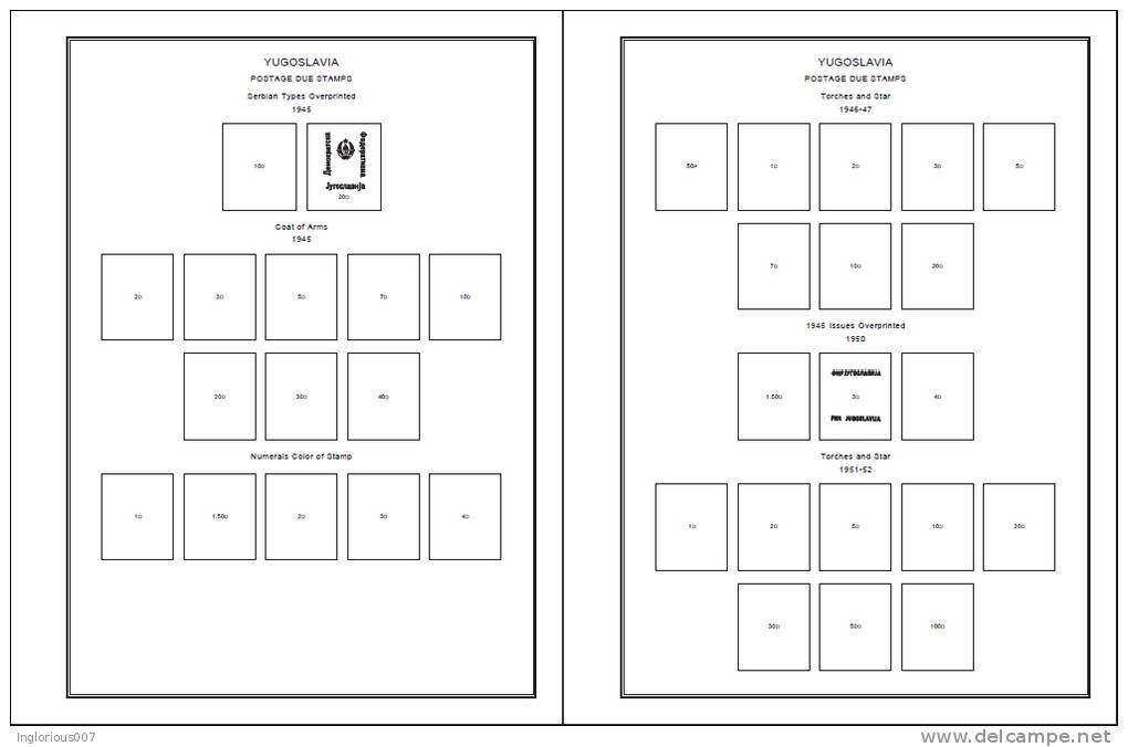 YUGOSLAVIA STAMP ALBUM PAGES 1918-2009 (353 Pages) - English