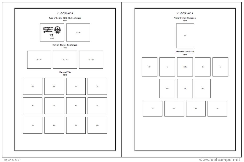 YUGOSLAVIA STAMP ALBUM PAGES 1918-2009 (353 Pages) - English