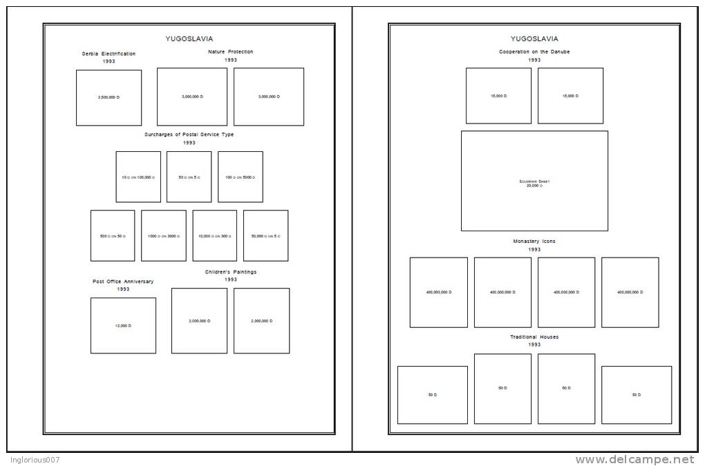 YUGOSLAVIA STAMP ALBUM PAGES 1918-2009 (353 pages)