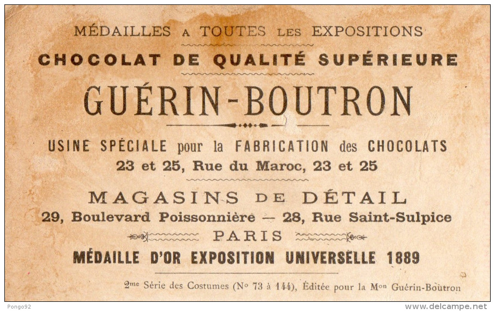 Image Publicitaire Chocolat  GUERIN BOUTRON, Voilage Sur Visage Parisienne 1893 (choc6) - Chocolat