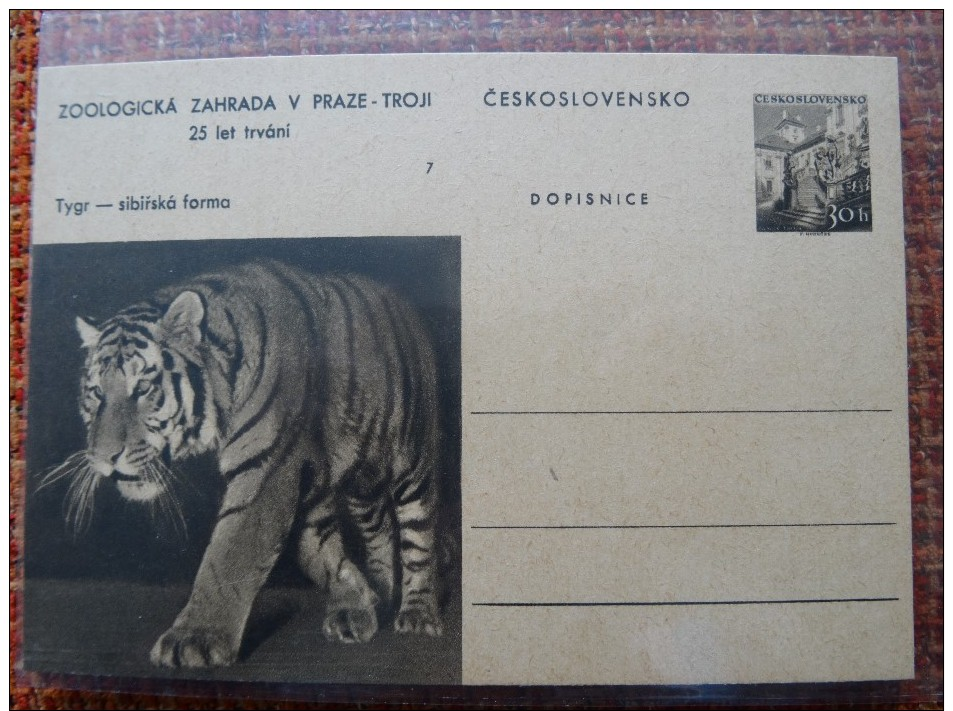 Czechoslovakia Pws 1960 Mi. P 152-7 Zoo Prague Tiger Sibirian Entier Ganzsache Postal Stationery Card Scarce A 24,50 Eur - Autres & Non Classés