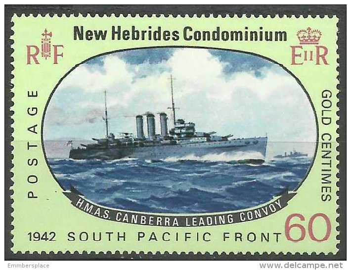 New Hebrides - 1967 Pacific War (Canberra Cruiser) 60c MNH **       SG 127  Sc 125 - Unused Stamps