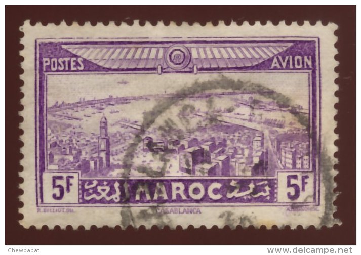 Oblitéré - Charnière Y&T 1933 N° 38 Poste Aérienne Casablanca 5f Violet - Aéreo