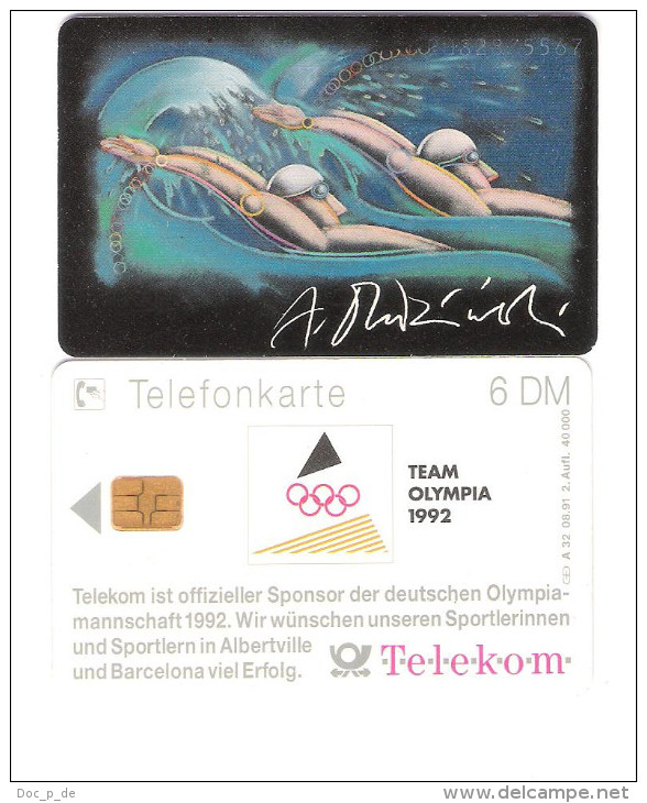 GERMANY  - A 32/91 - Team Olympia 1992 - Schwimmen - Swimming - Voll - A + AD-Series : D. Telekom AG Advertisement