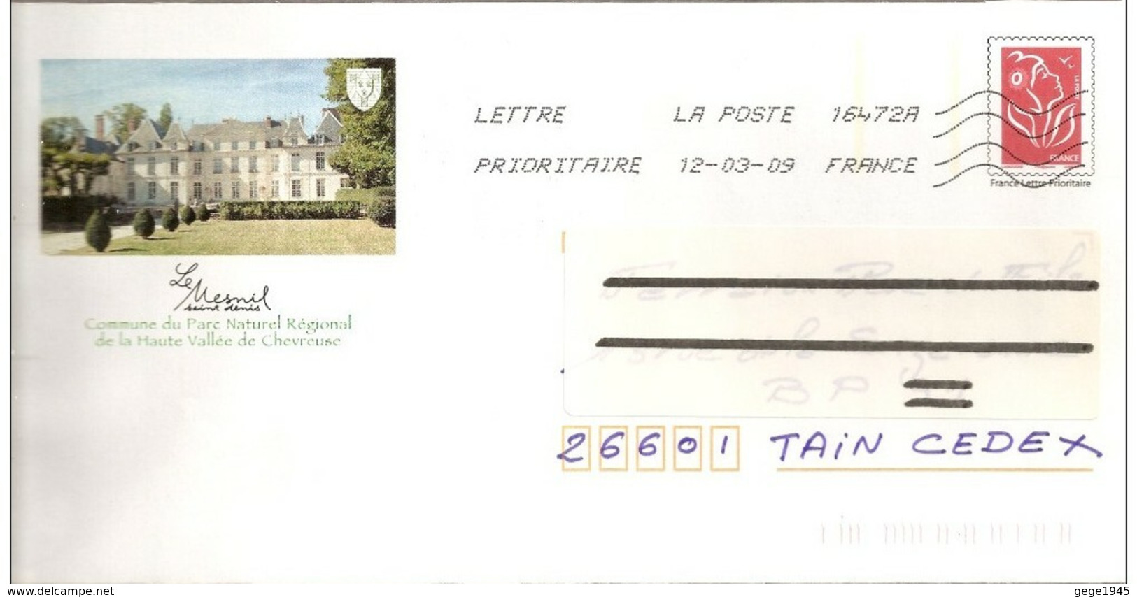 Lettre  PAP  De   "  Le Mesnil   "  ( 93 )  Du  12 - 03 - 2009   Sur  Facsimilé  N° 3734b - Prêts-à-poster: Repiquages /Lamouche