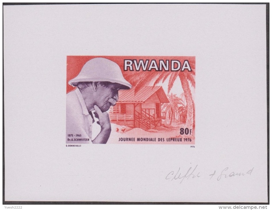 Rwanda 1976 COB 720. Épreuve Finale, Servant De Bon à Tirer. Dr Albert Schweitzer, Prix Nobel. Lambaréné, Portrait - Albert Schweitzer