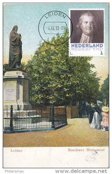 D20603 CARTE MAXIMUM CARD RR 2013 NETHERLANDS - BOERHAAVE LEIDEN STATUE CP VINTAGE UNWRITTEN ORIGINAL - Explorers