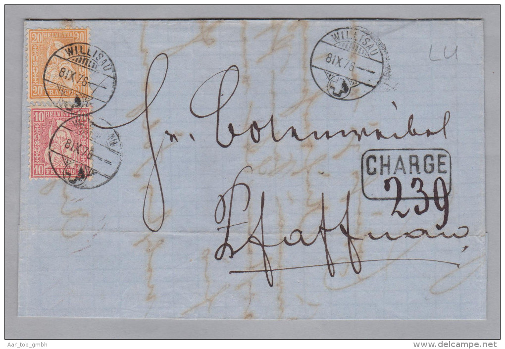 Heimat LU WILLISAU 1876-09-08 Chargé Brief 20 Und 10Rp Sitzende Nach Pfaffnau - Storia Postale