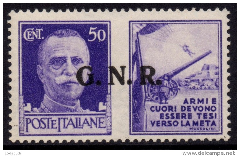 Italy Socialist Republic - 1944 GNR Propaganda 50 Cent. (**) - Propaganda Di Guerra