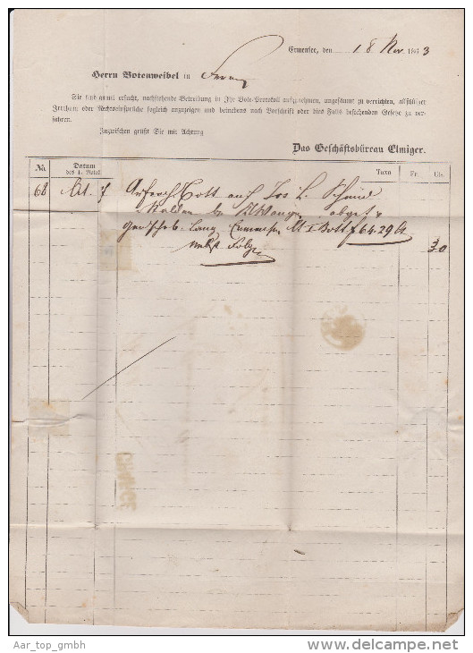 Heimat LU ERMENSEE Langstempel Im Kasten 1863-11-18 Auf Faltbrief - Cartas & Documentos